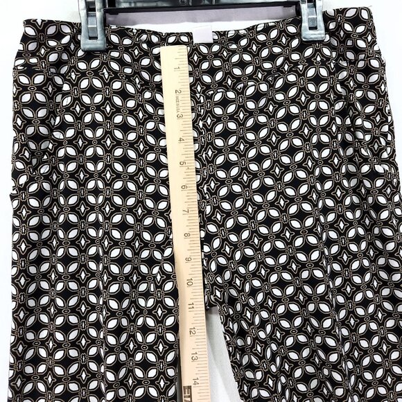 Joseph Ribkoff Pants Womens 8 Black White Print Wide Leg Pull On Dressy - Picture 4 of 11